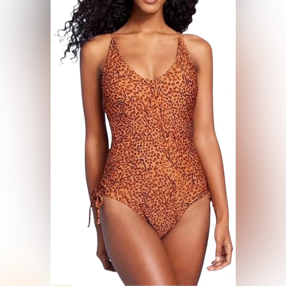 NEW Shade and Shore Women's Side-Tie Plunge One Piece Swimsuit Medium (8-10) - Picture 6 of 9